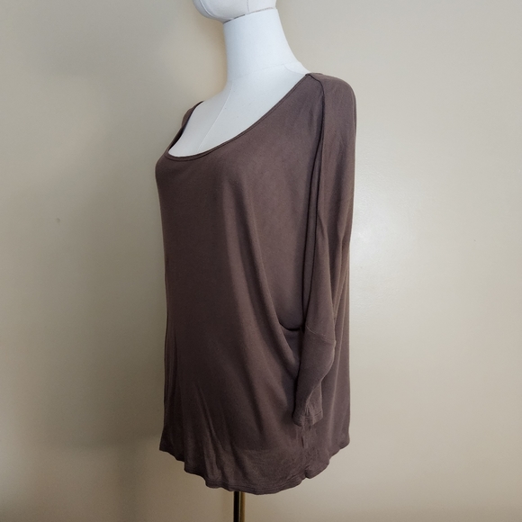 Brown Off-The-Shoulder Relaxed Tee, Women's S - Picture 7 of 12